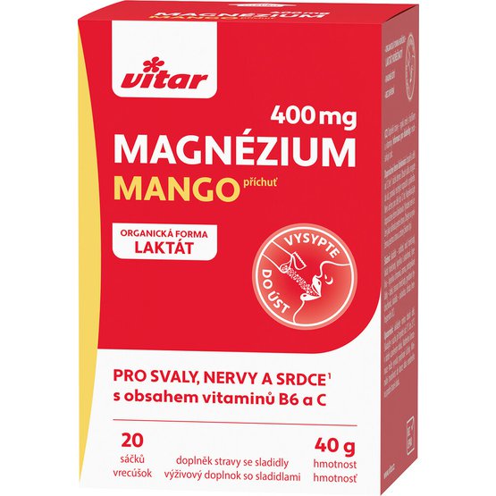 Vitar Magnézium 400 mg + vitamin B6 + vitamin C - mango