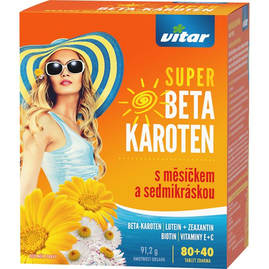 Vitar Super beta-karoten (120 tbl) s měsíčkem a sedmikráskou