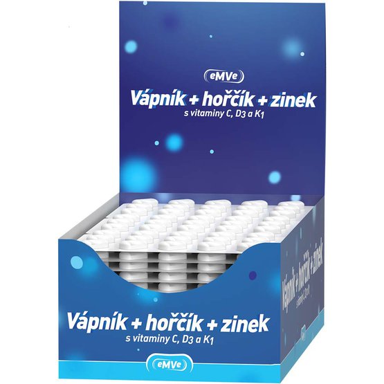 eMVe Vápník-hořčík-zinek + vitaminy C, D3 a K1