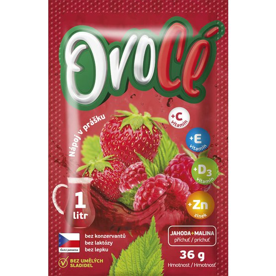 OvoCé Nápoj v prášku - jahoda a malina